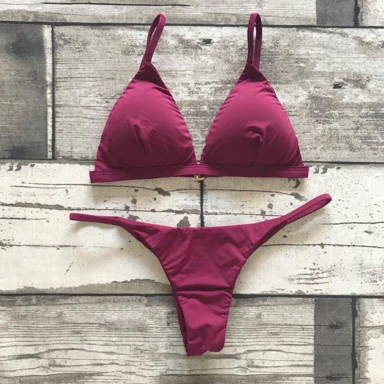 Fixed Style Bikini Set - Burgundy