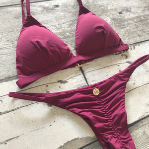 Fixed Style Bikini Set - Burgundy