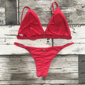 Fixed Style Bikini Set - Cherry