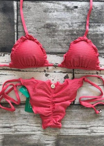 Ruffled Bikini Set - Toasted Pink