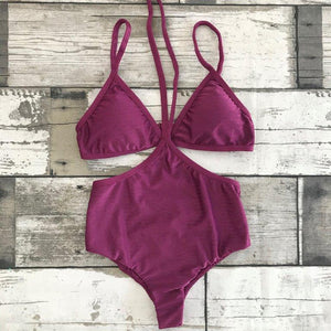 Strappy Cutout One Piece - Grape