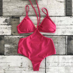 Strappy Cutout One Piece - Pink